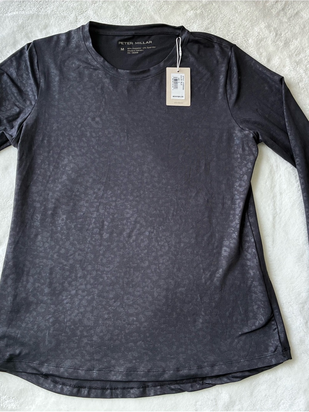 Peter Millar Women's Charcoal Black Long-Sleeve Crewneck Top